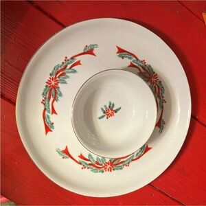 Tienshan china chip and dip set christmas